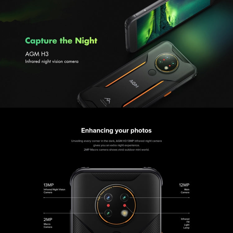 [HK Warehouse] AGM H3 EU Version Rugged Phone, Night Vision Camera, 4GB+64GB - AGM by AGM | Online Shopping UK | buy2fix