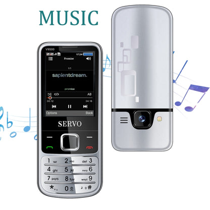 SERVO V9500 Mobile Phone, Russian Key, 2.4 inch, Spredtrum SC6531CA, 21 Keys, Support Bluetooth, FM, Magic Sound, Flashlight, GSM, Quad SIM(Black) - SERVO by SERVO | Online Shopping UK | buy2fix