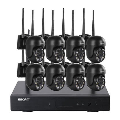 ESCAM WNK618 3.0 Million Pixels 8-channel Wireless Dome Camera HD NVR Security System, Support Motion Detection & Two-way Audio & Full-color Night Vision & TF Card, EU Plug - Dome Camera by ESCAM | Online Shopping UK | buy2fix