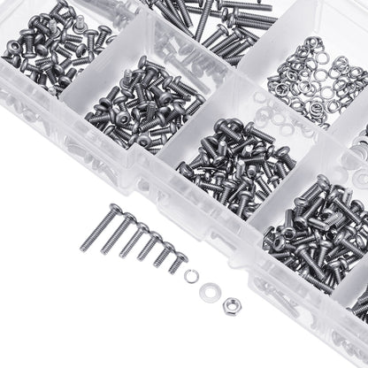 600 PCS M2 304 Stainless Steel Hex Socket Flat Head Screw Washer Nut Kit - Screws by buy2fix | Online Shopping UK | buy2fix