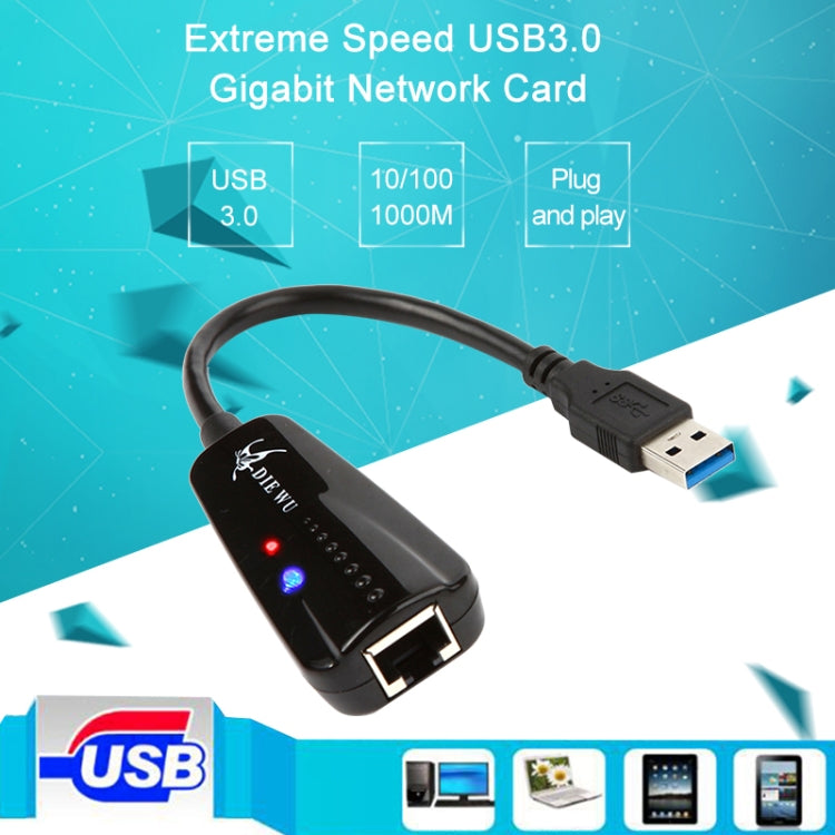 DIE WU TXA042 Realtek 8153 USB 3.0 to Gigabit Ethernet RJ45 LAN 10/100/1000Mbps Network Card Adapter - Add-on Cards by buy2fix | Online Shopping UK | buy2fix