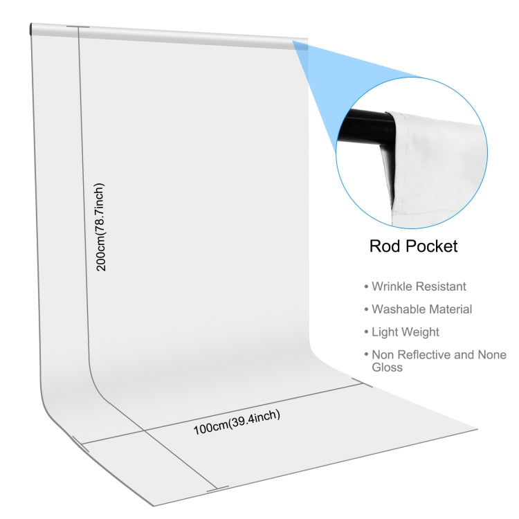 PULUZ 1m x 2m Photography Background Thickness Photo Studio Background Cloth Backdrop (White) - Solid Color by PULUZ | Online Shopping UK | buy2fix