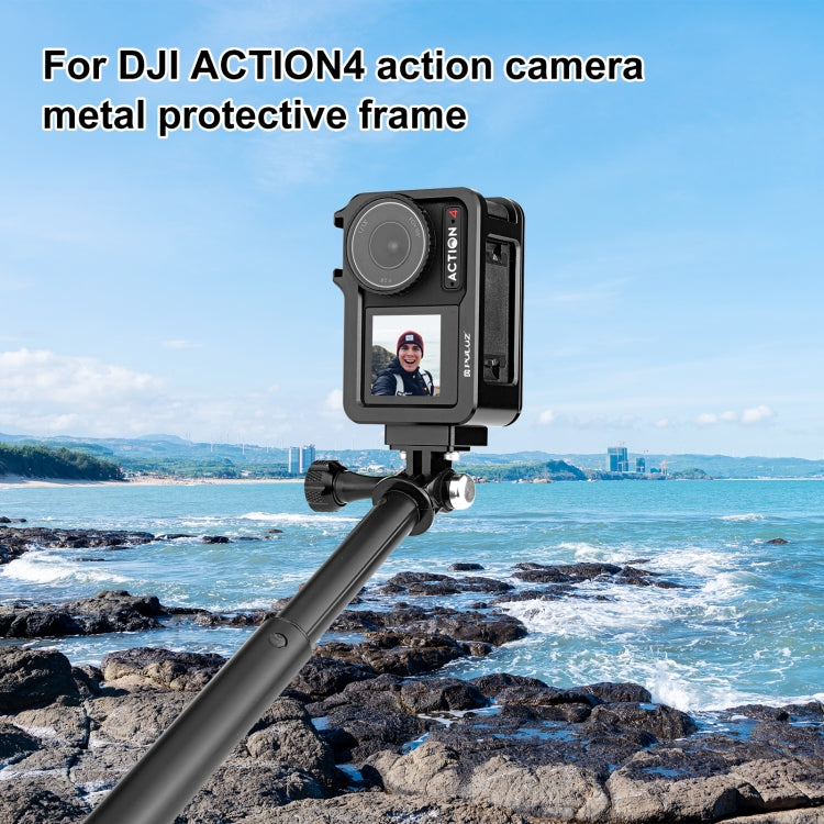 For DJI Osmo Action 4 / 3 PULUZ Metal Cage Expansion Adapter Frame with Cold Shoe (Black) - Protection Frame by PULUZ | Online Shopping UK | buy2fix