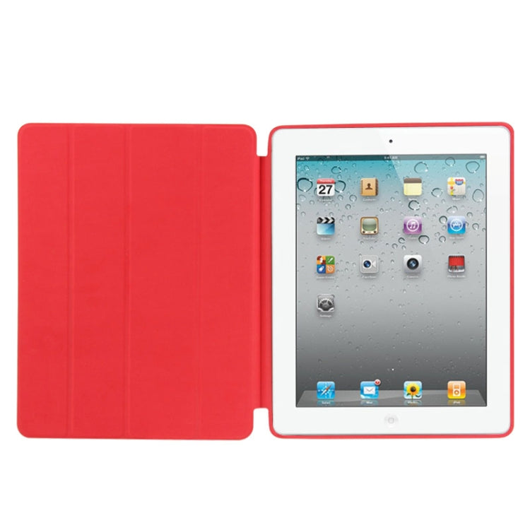 4-folding Slim Smart Cover Leather Case with Holder & Sleep / Wake-up Function for iPad 4 / New iPad (iPad 3) / iPad 2(Red) - iPad 4 & 3 & 2 Cases by buy2fix | Online Shopping UK | buy2fix