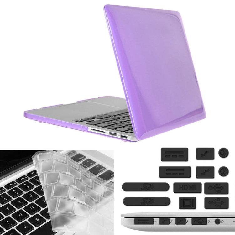 ENKAY for Macbook Pro Retina 13.3 inch (US Version) / A1425 / A1502 Hat-Prince 3 in 1 Crystal Hard Shell Plastic Protective Case with Keyboard Guard & Port Dust Plug(Purple) - MacBook Pro Cases by ENKAY | Online Shopping UK | buy2fix