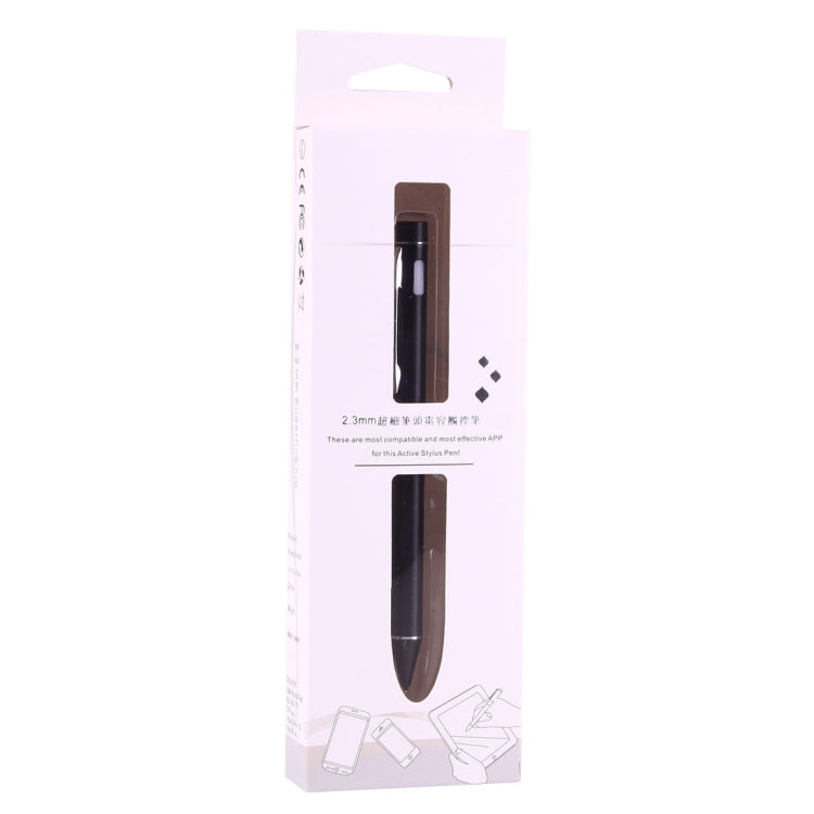 Universal Rechargeable Capacitive Touch Screen Stylus Pen with 2.3mm Superfine Metal Nib, For iPhone, iPad, Samsung, and Other Capacitive Touch Screen Smartphones or Tablet PC(Black) - Stylus Pen by buy2fix | Online Shopping UK | buy2fix