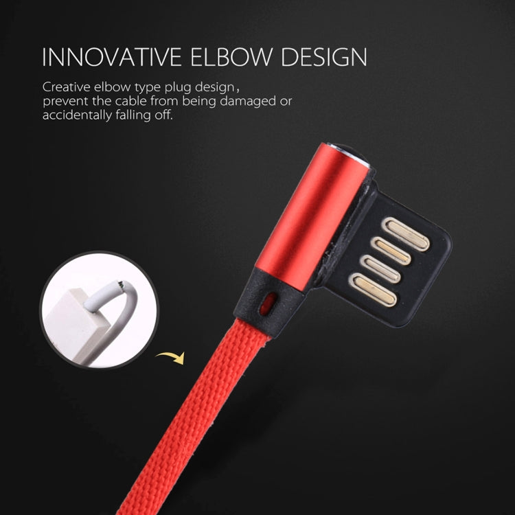 1m 2.4A Output USB to USB-C / Type-C Double Elbow Design Nylon Weave Style Data Sync Charging Cable(Red) - USB-C & Type-C Cable by buy2fix | Online Shopping UK | buy2fix