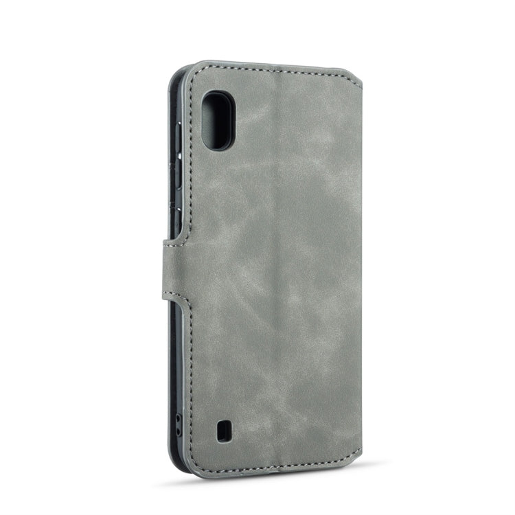 DG.MING Retro Oil Side Horizontal Flip Case for Galaxy A10, with Holder & Card Slots & Wallet (Grey) - Galaxy Phone Cases by DG.MING | Online Shopping UK | buy2fix