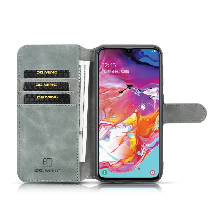 DG.MING Retro Oil Side Horizontal Flip Case for Galaxy A10, with Holder & Card Slots & Wallet (Grey) - Galaxy Phone Cases by DG.MING | Online Shopping UK | buy2fix