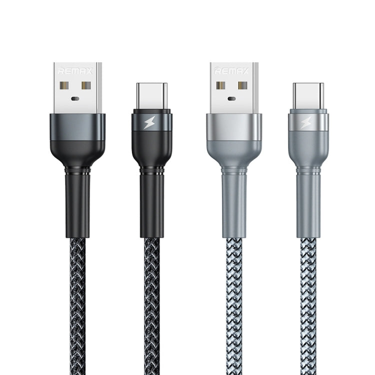 REMAX RC-124a 1m 2.4A USB to USB-C / Type-C Aluminum Alloy Braid Fast Charging Data Cable (Silver) - USB-C & Type-C Cable by REMAX | Online Shopping UK | buy2fix