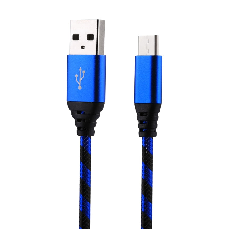 1m USB to USB-C / Type-C Nylon Weave Style Data Sync Charging Cable(Blue) - USB-C & Type-C Cable by buy2fix | Online Shopping UK | buy2fix