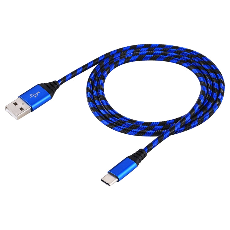 1m USB to USB-C / Type-C Nylon Weave Style Data Sync Charging Cable(Blue) - USB-C & Type-C Cable by buy2fix | Online Shopping UK | buy2fix