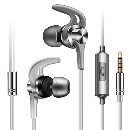 QKZ EQ1 CNC Metal Shark Fin Headphones Sports Music Headphones, Microphone Version (Grey) - In Ear Wired Earphone by QKZ | Online Shopping UK | buy2fix