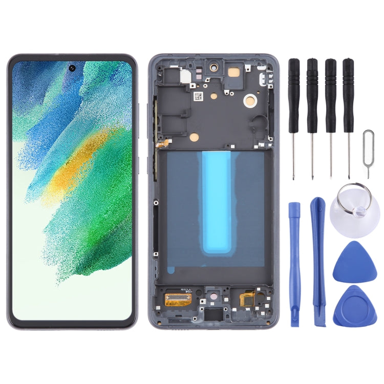 For Samsung Galaxy S21 FE 5G SM-G990B 6.36 inch EU Version OLED LCD Screen Digitizer Full Assembly with Frame (Black) - Galaxy S Series Parts by buy2fix | Online Shopping UK | buy2fix