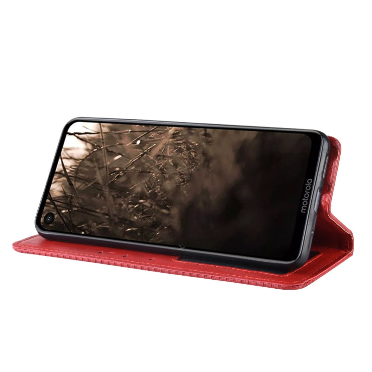 Magnetic Buckle Retro Crazy Horse Texture Horizontal Flip Leather Case for Motorola MOTO One Vision, with Holder & Card Slots & Photo Frame(Red) - Motorola Cases by buy2fix | Online Shopping UK | buy2fix