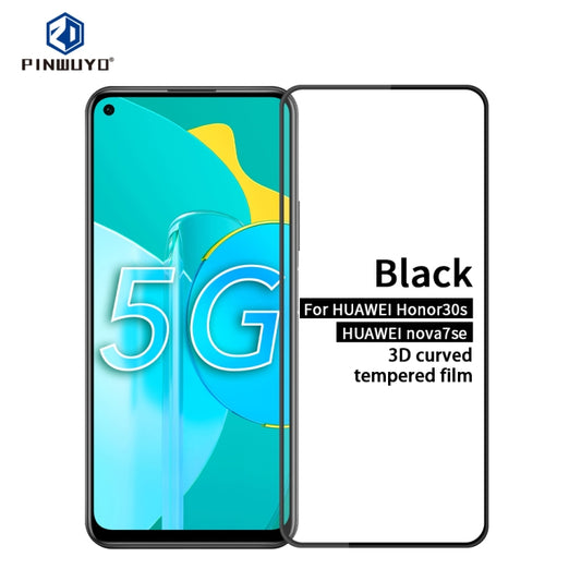 For Huawei Honor 30s/nova7se PINWUYO 9H 3D Curved Full Screen Explosion-proof Tempered Glass Film(Black) - Honor Tempered Glass by PINWUYO | Online Shopping UK | buy2fix