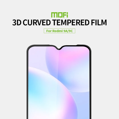 For Xiaomi Redmi 9A / 9C MOFI 9H 3D Explosion-proof Curved Screen Tempered Glass Film(Black) -  by MOFI | Online Shopping UK | buy2fix