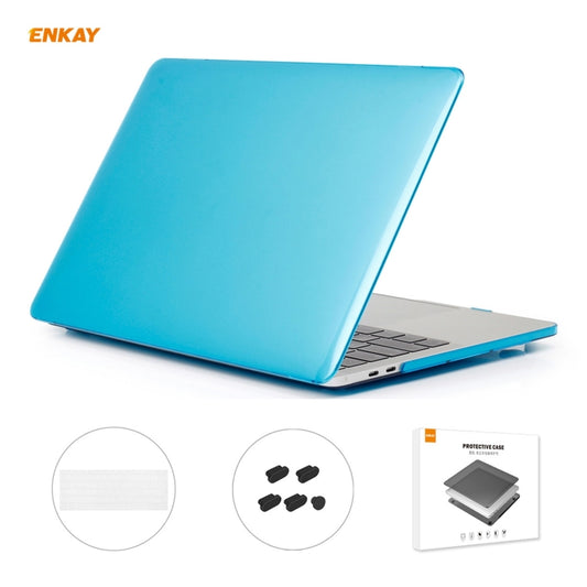 ENKAY 3 in 1 Crystal Laptop Protective Case + EU Version TPU Keyboard Film + Anti-dust Plugs Set for MacBook Pro 13.3 inch A1706 / A1989 / A2159 (with Touch Bar)(Light Blue) - MacBook Pro Cases by ENKAY | Online Shopping UK | buy2fix