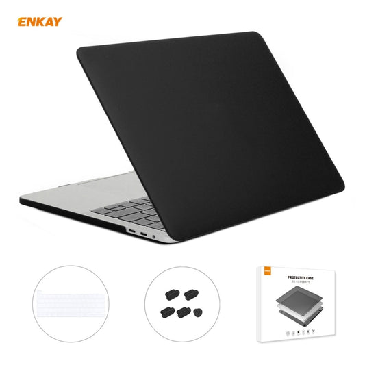 ENKAY 3 in 1 Matte Laptop Protective Case + EU Version TPU Keyboard Film + Anti-dust Plugs Set for MacBook Pro 16 inch A2141 (with Touch Bar)(Black) - MacBook Pro Cases by ENKAY | Online Shopping UK | buy2fix