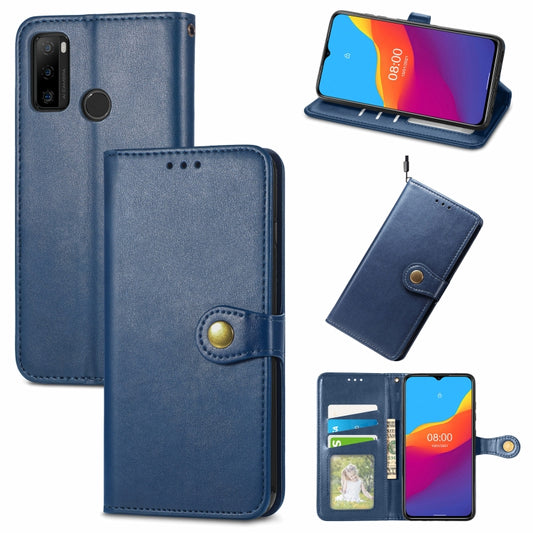 For Ulefone Note 10 Solid Color Leather Buckle Phone Case with Lanyard & Photo Frame & Card Slot & Wallet & Stand Function(Blue) - Ulefone Cases by buy2fix | Online Shopping UK | buy2fix