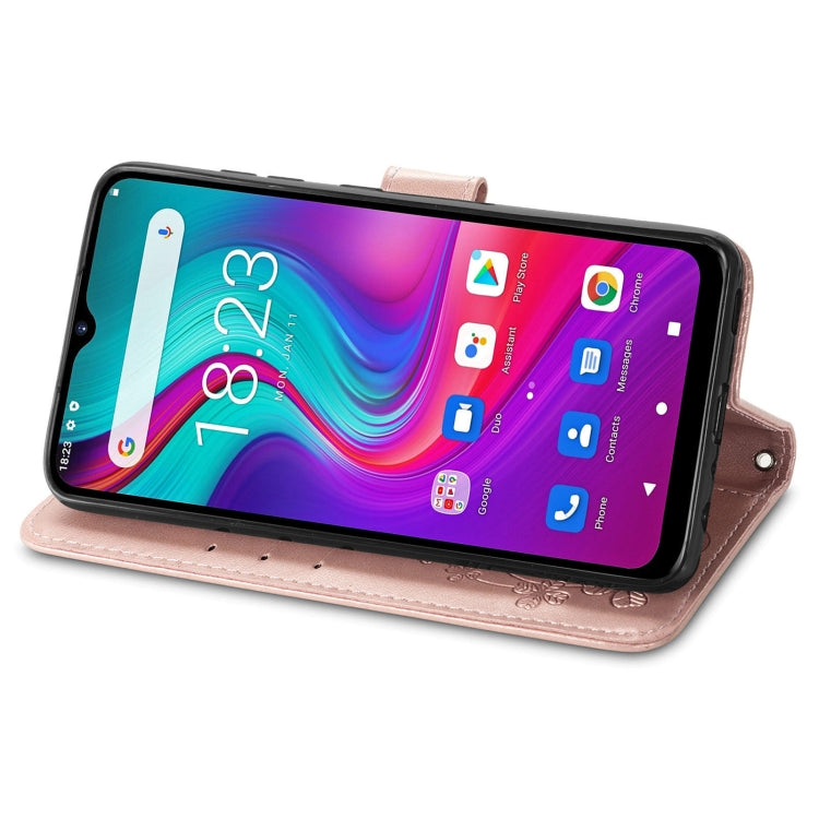 For  Doogee X96 Pro Four-leaf Clasp Embossed Buckle Mobile Phone Protection Leather Case with Lanyard & Card Slot & Wallet & Bracket Function(Rose Gold) - More Brand by buy2fix | Online Shopping UK | buy2fix