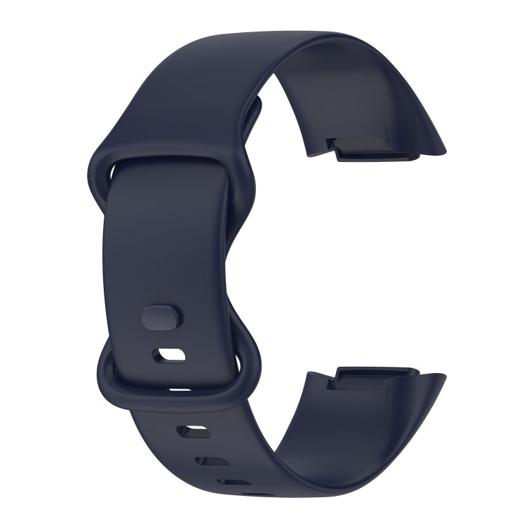 For Fitbit Charge 5 Monochromatic Silicone Watch Band, Size：Large Size(Dark blue) - Watch Bands by buy2fix | Online Shopping UK | buy2fix