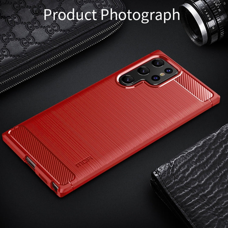 For Samsung Galaxy S22 Ultra 5G MOFI Gentleness Series Brushed Texture Carbon Fiber Soft TPU Case(Red) - Galaxy S22 Ultra 5G Cases by MOFI | Online Shopping UK | buy2fix