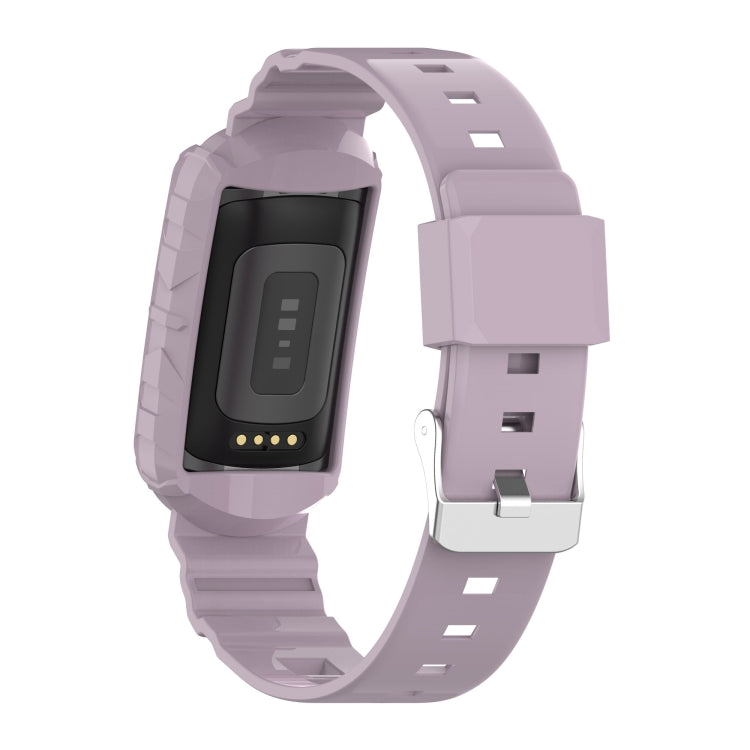 For Fitbit Charge 3 SE Silicone One Body Armor Watch Band(Light Purple) - Watch Bands by buy2fix | Online Shopping UK | buy2fix