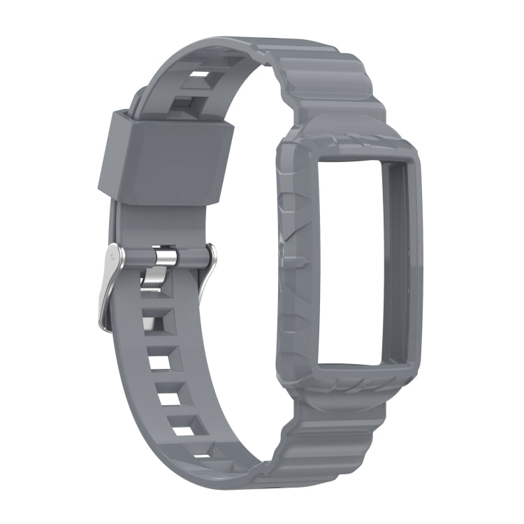 For Fitbit Charge 3 SE Silicone One Body Armor Watch Band(Gray) - Watch Bands by buy2fix | Online Shopping UK | buy2fix