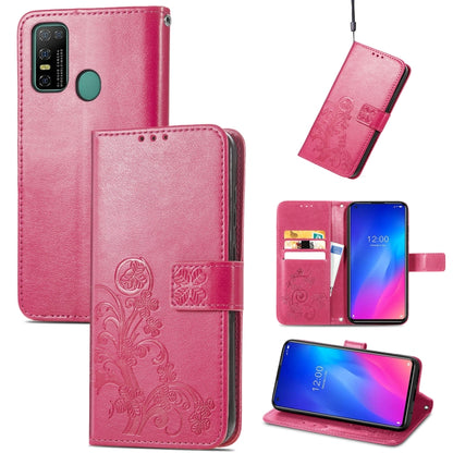 For Doogee N30 Four-leaf Clasp Embossed Buckle Mobile Phone Protection Leather Case(Magenta) - More Brand by buy2fix | Online Shopping UK | buy2fix