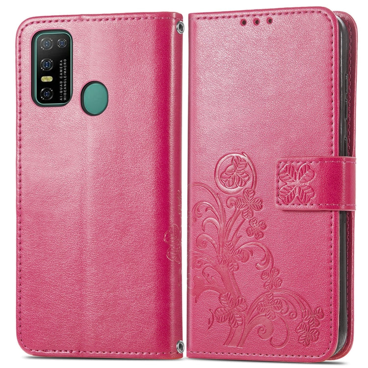 For Doogee N30 Four-leaf Clasp Embossed Buckle Mobile Phone Protection Leather Case(Magenta) - More Brand by buy2fix | Online Shopping UK | buy2fix