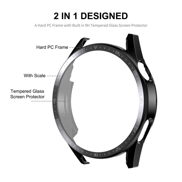 For Huawei Watch GT 3 46mm ENKAY Matte PC Frame + Tempered Glass Protector Case With Scale(Black) - Watch Cases by ENKAY | Online Shopping UK | buy2fix