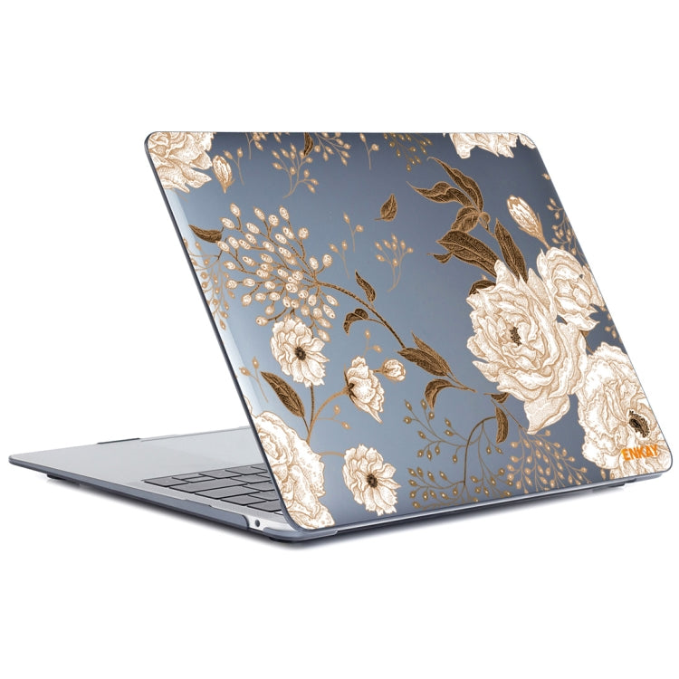 ENKAY Vintage Pattern Series Laotop Protective Crystal Case For MacBook Air 13.3 inch A1932 / A2179 / A2337(Golden Peony) - MacBook Air Cases by ENKAY | Online Shopping UK | buy2fix