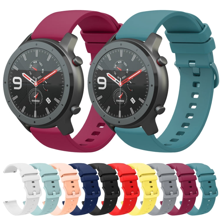 For Amazfit GTR 47mm 22mm Solid Color Soft Silicone Watch Band(Red) - Watch Bands by buy2fix | Online Shopping UK | buy2fix