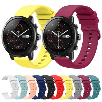 For Amazfit Stratos 22mm Solid Color Soft Silicone Watch Band(Black) - Watch Bands by buy2fix | Online Shopping UK | buy2fix