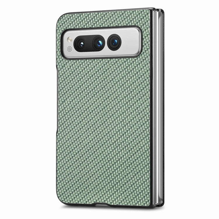 For Google Pixel Fold Carbon Fiber Texture Leather Back Cover Phone Case(Green) - Google Cases by buy2fix | Online Shopping UK | buy2fix