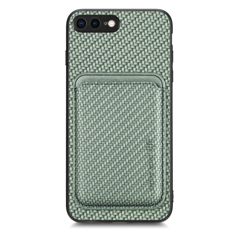 For iPhone 7 Plus / 8 Plus Carbon Fiber Leather Card Magsafe Magnetic Phone Case(Green) - More iPhone Cases by buy2fix | Online Shopping UK | buy2fix