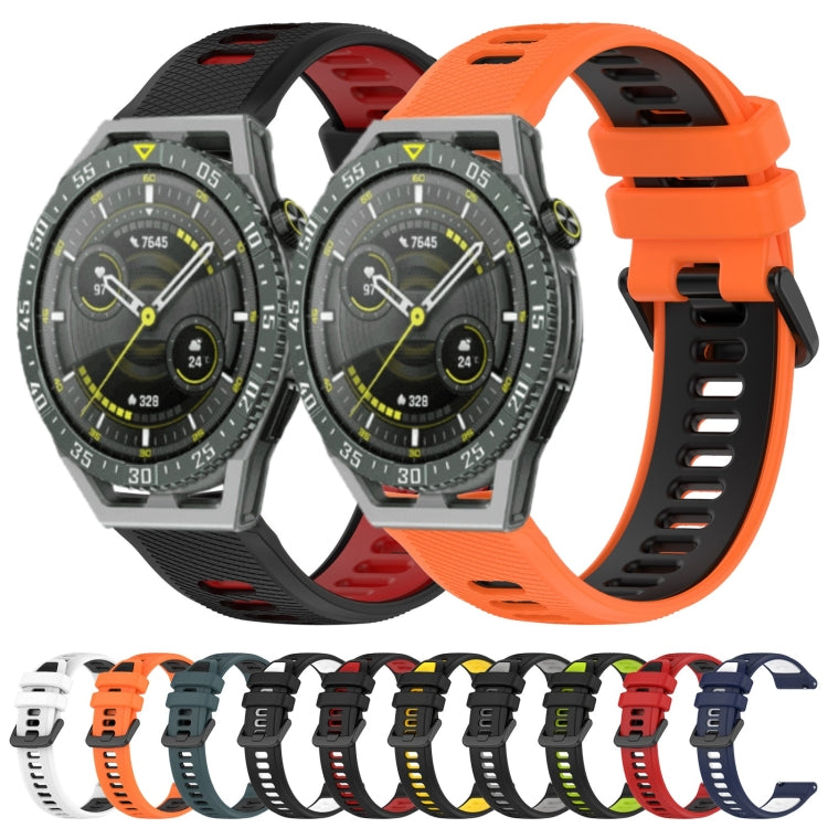 For Huawei GT2 46mm 22mm Sports Two-Color Silicone Watch Band(Black+Grey) - Watch Bands by buy2fix | Online Shopping UK | buy2fix