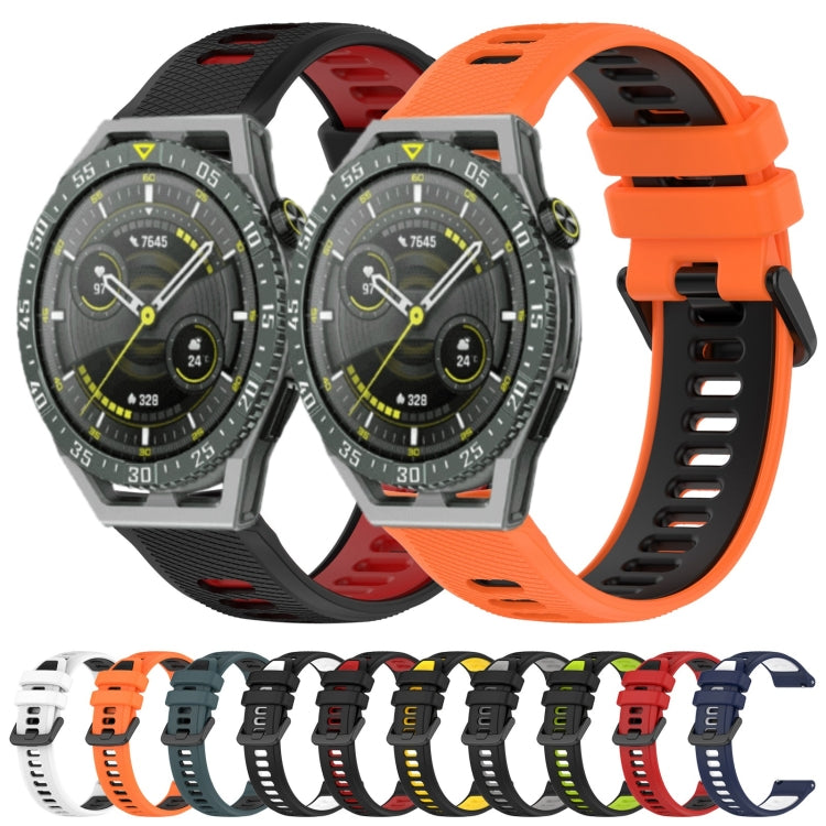 For Huawei Watch 3 Pro New 22mm Sports Two-Color Silicone Watch Band(White+Black) - Watch Bands by buy2fix | Online Shopping UK | buy2fix