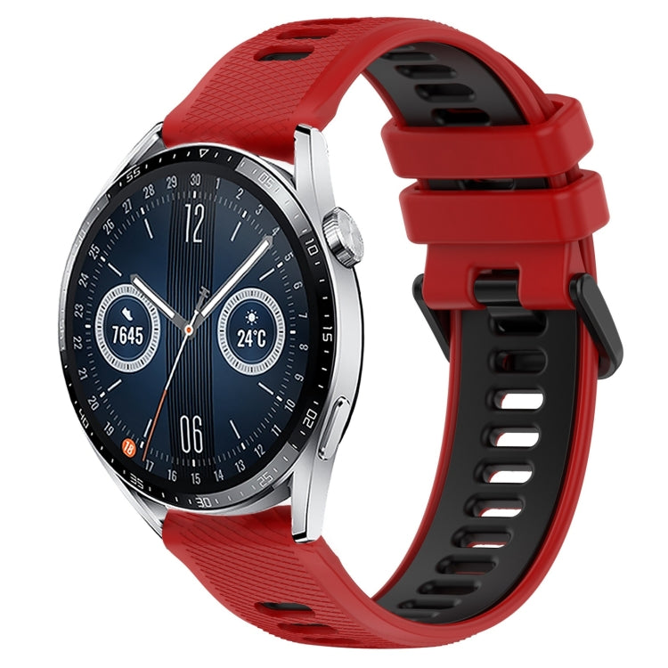 For Huawei Watch GT3 46mm 22mm Sports Two-Color Silicone Watch Band(Red+Black) - Watch Bands by buy2fix | Online Shopping UK | buy2fix