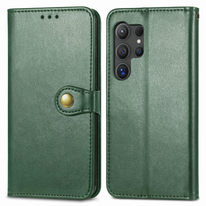 For Samsung Galaxy S25 Ultra 5G Retro Solid Color Buckle Leather Phone Case(Green) - Galaxy S25 Ultra 5G Cases by buy2fix | Online Shopping UK | buy2fix