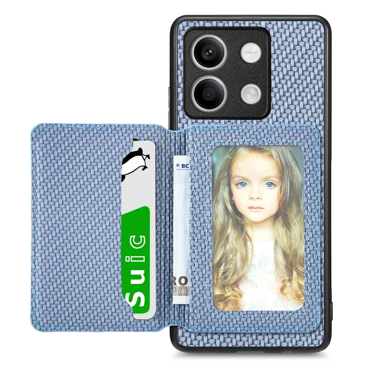 for Redmi Note 13 4G Carbon Fiber Magnetic Card Bag Phone Case(Blue) - Note 13 Cases by buy2fix | Online Shopping UK | buy2fix