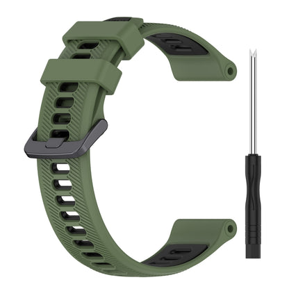 For Garmin Approach S62 Sports Two-Color Silicone Watch Band(Army Green+Black) - Watch Bands by buy2fix | Online Shopping UK | buy2fix