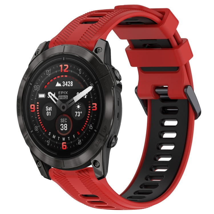 For Garmin EPIX Pro 47mm Sports Two-Color Silicone Watch Band(Red+Black) - Watch Bands by buy2fix | Online Shopping UK | buy2fix