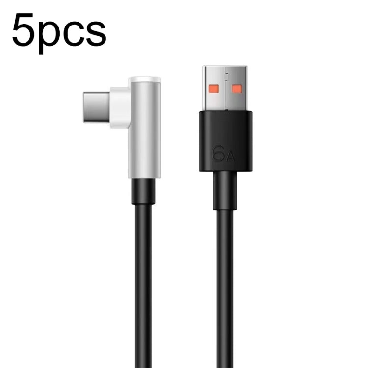 5pcs XJ-92 1m 66W USB to Type-C Elbow Super Fast Charging Data Cable for Huawei and Other Phone(Black) - USB-C & Type-C Cable by buy2fix | Online Shopping UK | buy2fix