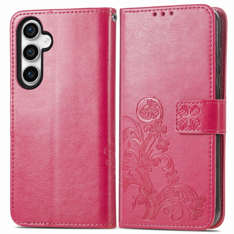For Samsung Galaxy S23 FE 5G Four-leaf Clasp Embossed Buckle Leather Phone Case(Magenta) - Galaxy S23 FE 5G Cases by buy2fix | Online Shopping UK | buy2fix