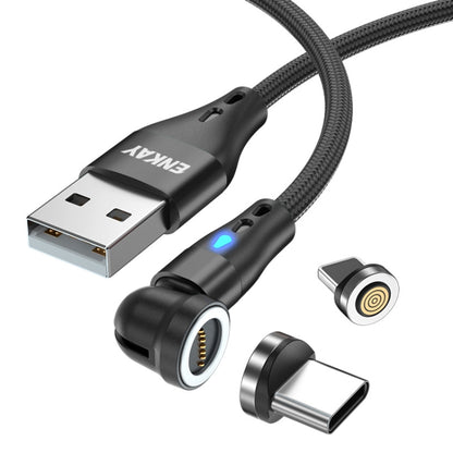 ENKAY 3A USB to Type-C / 8 Pin Magnetic 540 Degrees Rotating Fast Charging Cable, Length:1m(Black) - Charging Cable & Head by ENKAY | Online Shopping UK | buy2fix