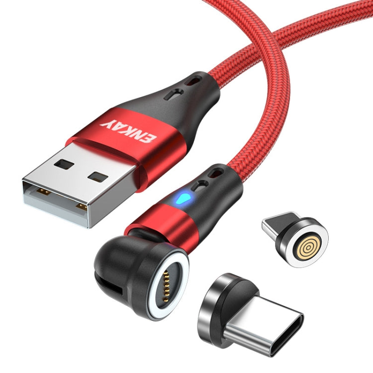 ENKAY 3A USB to Type-C / 8 Pin Magnetic 540 Degrees Rotating Fast Charging Cable, Length:2m(Red) - Charging Cable & Head by ENKAY | Online Shopping UK | buy2fix