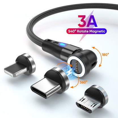 ENKAY 3 in 1 3A USB to Type-C / 8 Pin / Micro USB Magnetic 540 Degrees Rotating Fast Charging Cable, Length:2m(Black) - Charging Cable & Head by ENKAY | Online Shopping UK | buy2fix