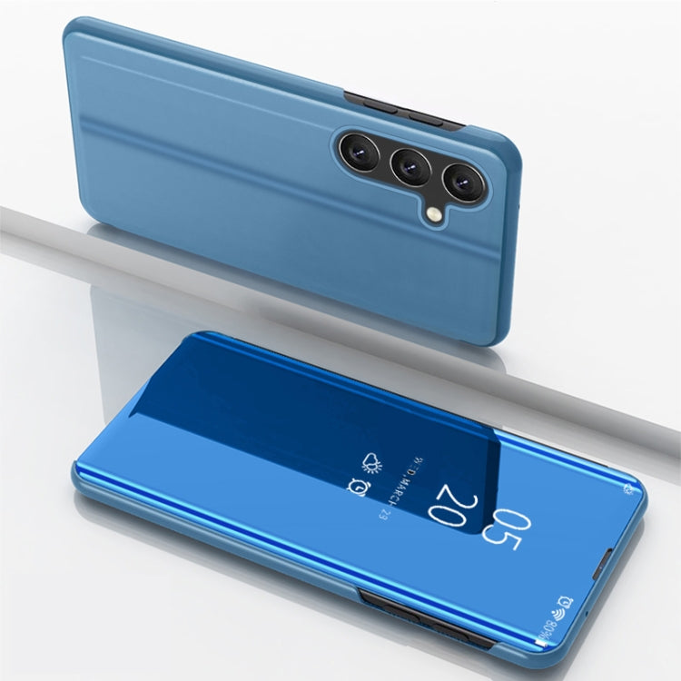 For Samsung Galaxy A55 Plated Mirror Horizontal Flip Leather Phone Case with Holder(Blue) - Galaxy Phone Cases by buy2fix | Online Shopping UK | buy2fix